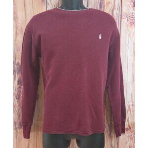 Polo Ralph Lauren Mens Maroon Waffle-Knit L/S Shirt Medium